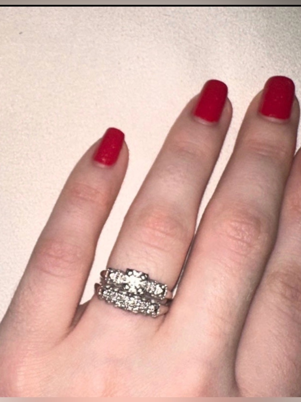 18k White Gold Natural Diamond Engagement Wedding Ring set